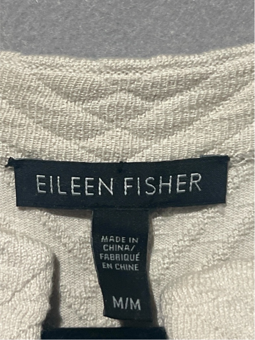 Eileen Fisher Jacket Women’s M Bone Silk Organic Cotton Interlock Jacquard - Picture 10 of 11